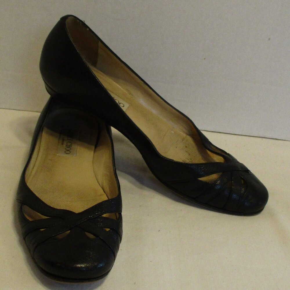 Jimmy Choo Shoes Woman Size 37 Black Tan Vacation Travel Airport Fun Flat Shoes